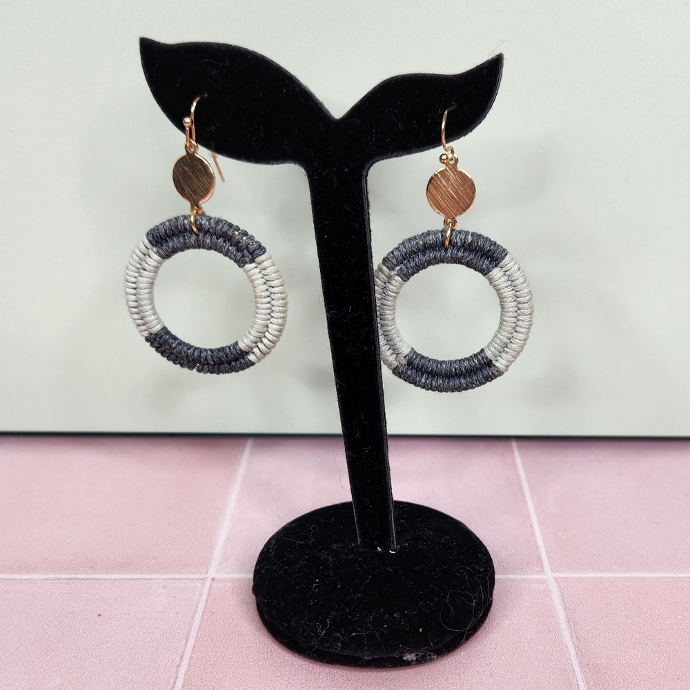 Woven Double Loop Dangle Earrings